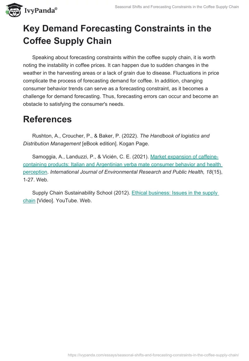 Seasonal Shifts and Forecasting Constraints in the Coffee Supply Chain. Page 2