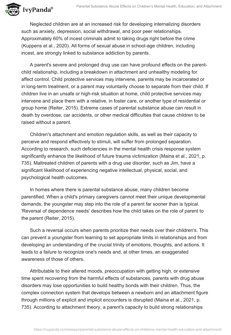 Parental Substance Abuse Effects on Children’s Mental Health, Education, and Attachment. Page 2