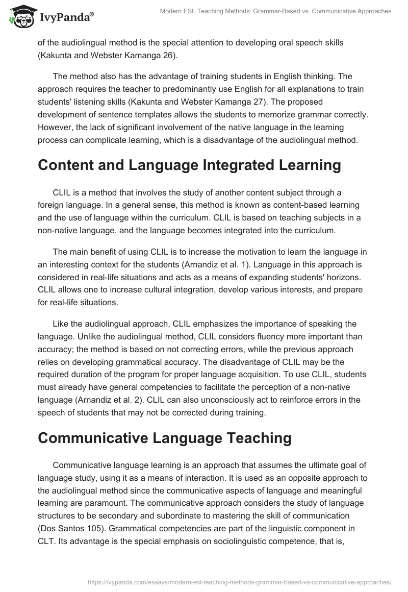 Modern ESL Teaching Methods: Grammar-Based vs. Communicative Approaches. Page 2