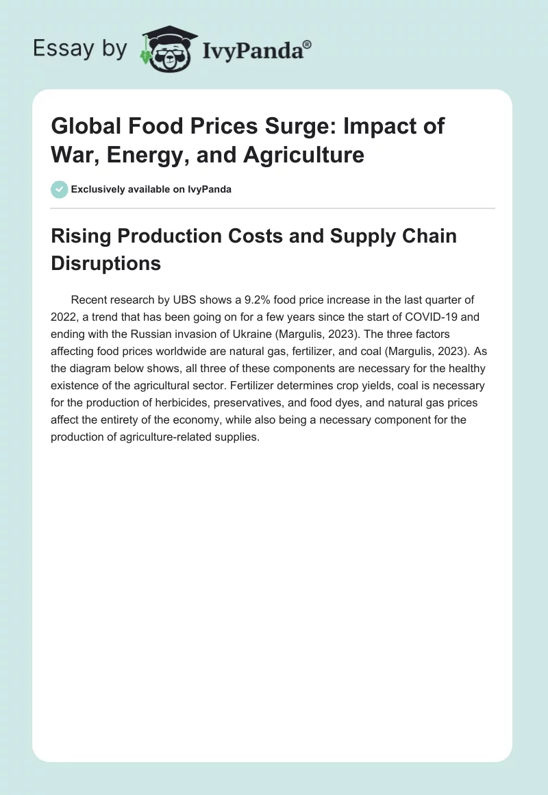 Global Food Prices Surge: Impact of War, Energy, and Agriculture. Page 1