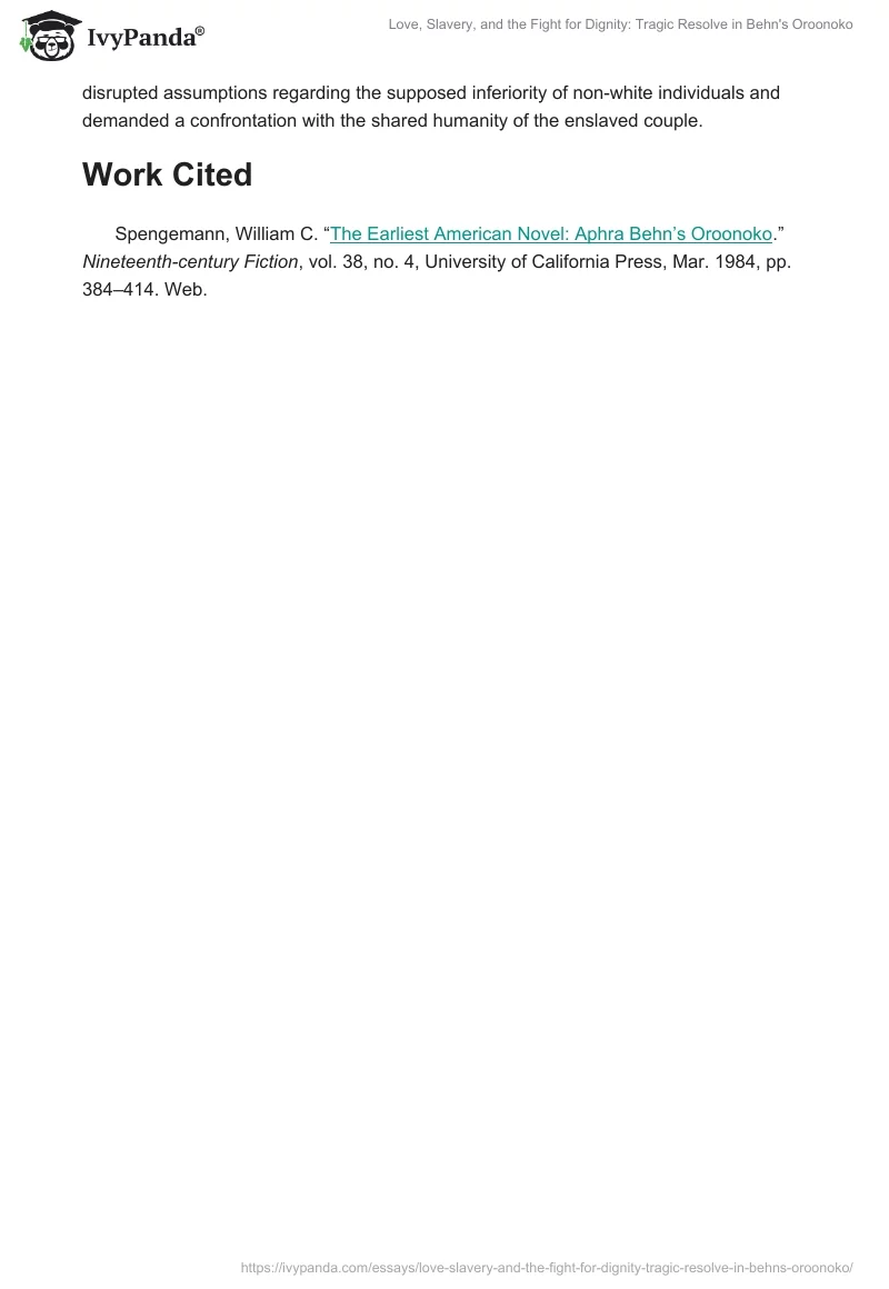 Love, Slavery, and the Fight for Dignity: Tragic Resolve in Behn's "Oroonoko". Page 2