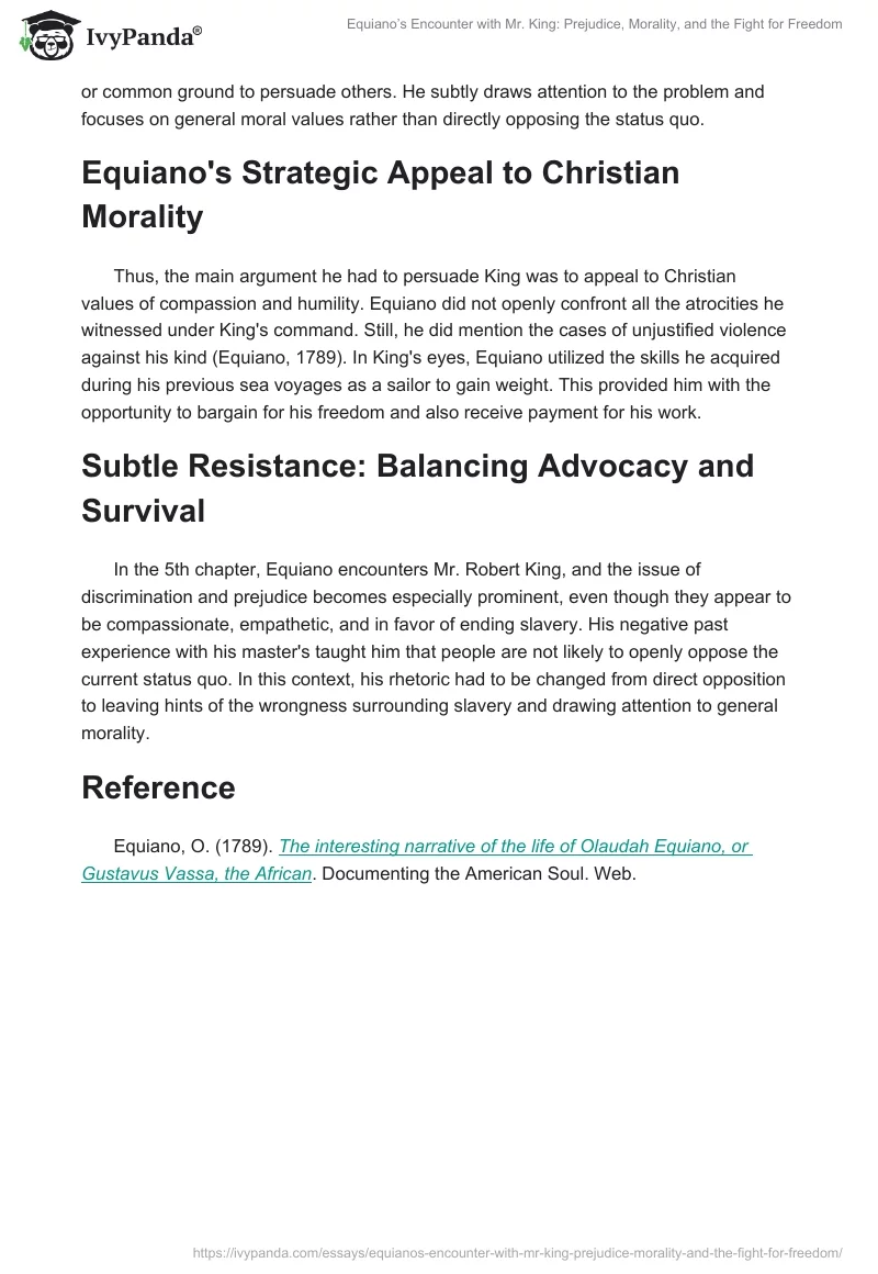 Equiano’s Encounter with Mr. King: Prejudice, Morality, and the Fight for Freedom. Page 2