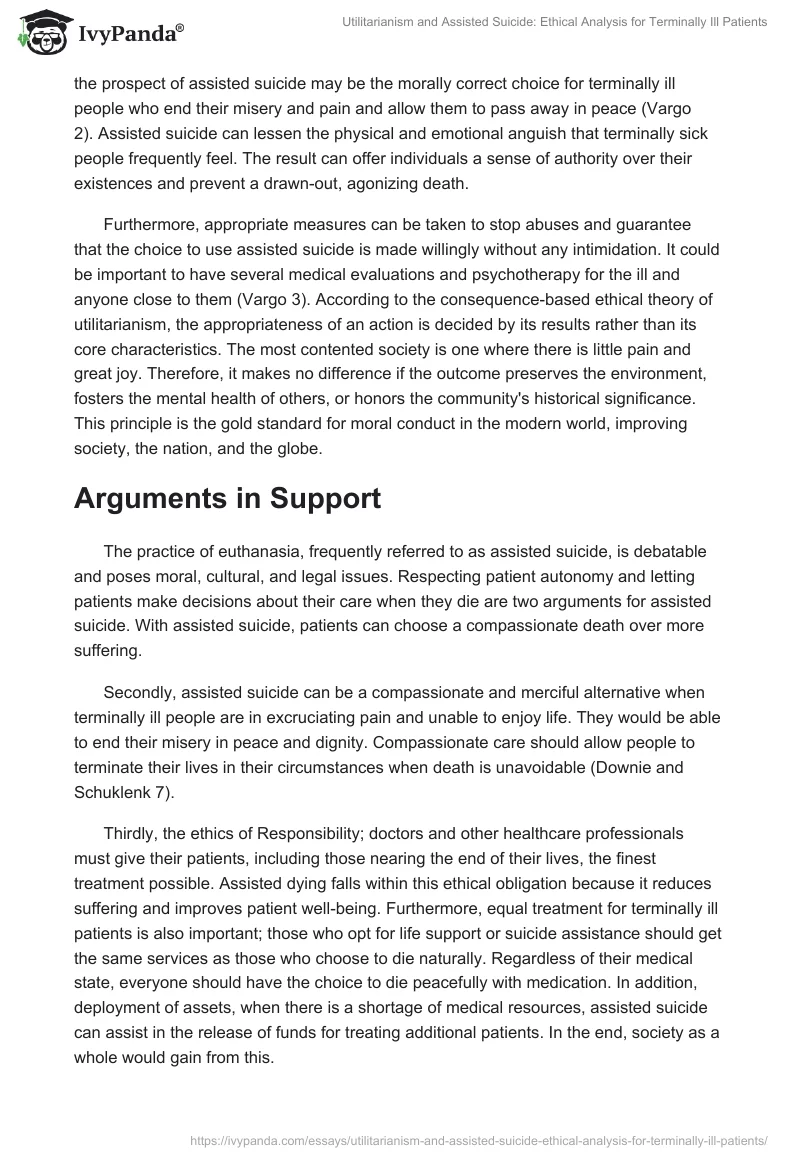 Utilitarianism and Assisted Suicide: Ethical Analysis for Terminally Ill Patients. Page 2