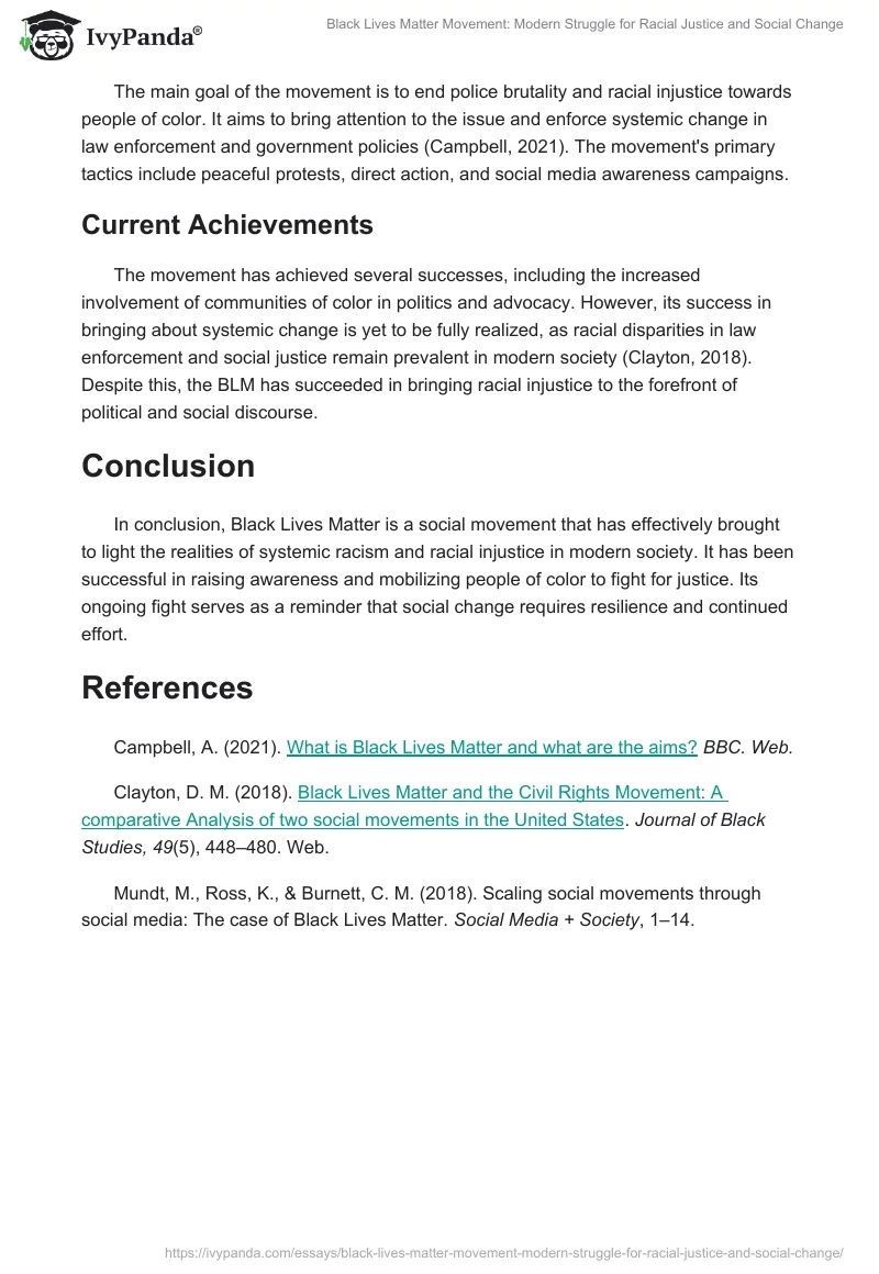 Black Lives Matter Movement: Modern Struggle for Racial Justice and Social Change. Page 2