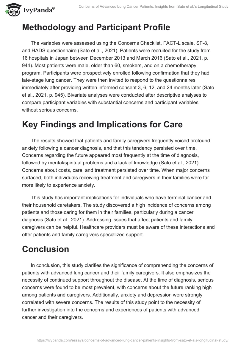 Concerns of Advanced Lung Cancer Patients: Insights from Sato et al.’s Longitudinal Study. Page 2