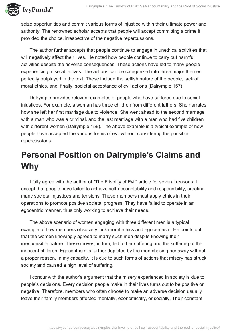Dalrymple’s “The Frivolity of Evil”: Self-Accountability and the Root of Social Injustice. Page 2