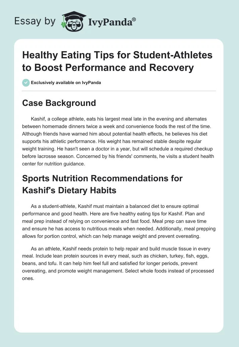 Healthy Eating Tips for Student-Athletes to Boost Performance and Recovery. Page 1