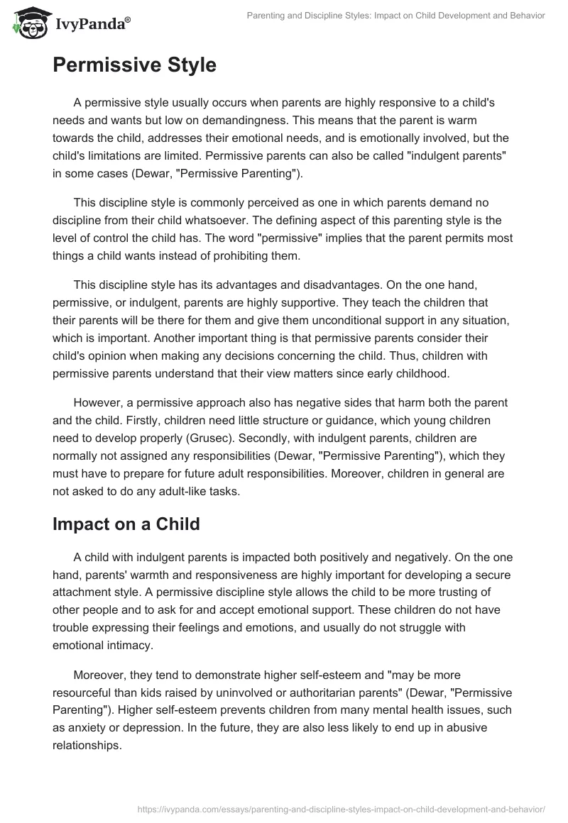 Parenting and Discipline Styles: Impact on Child Development and Behavior. Page 2