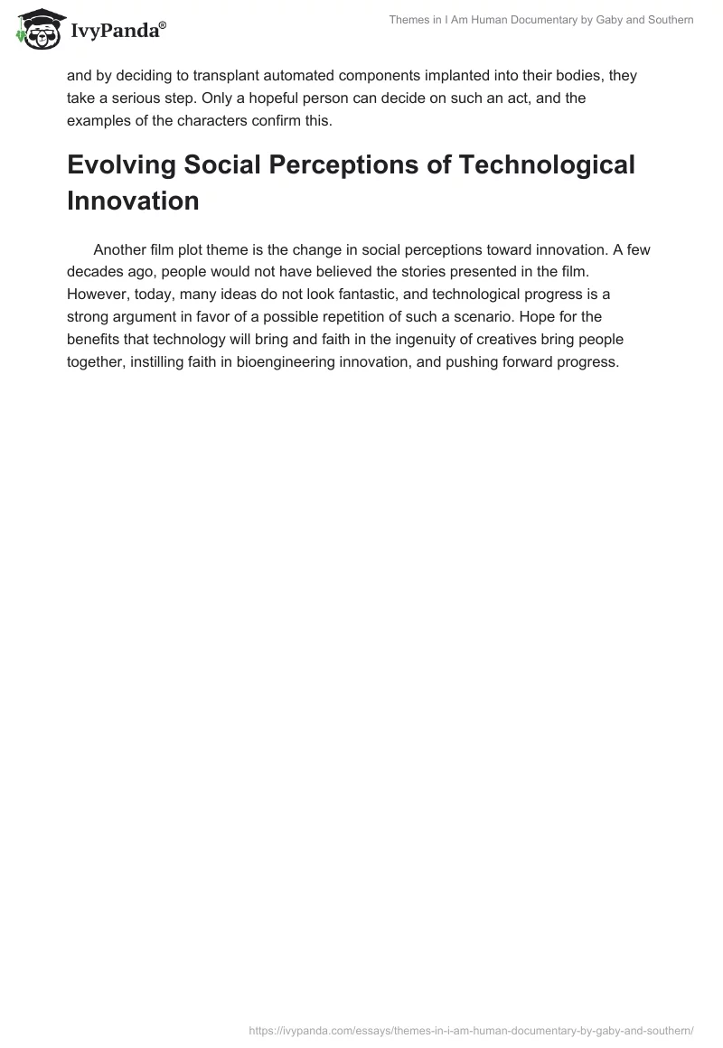 Themes in "I Am Human" Documentary by Gaby and Southern. Page 2