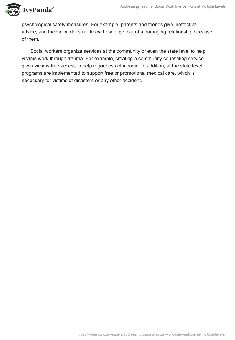Addressing Trauma: Social Work Interventions at Multiple Levels. Page 2