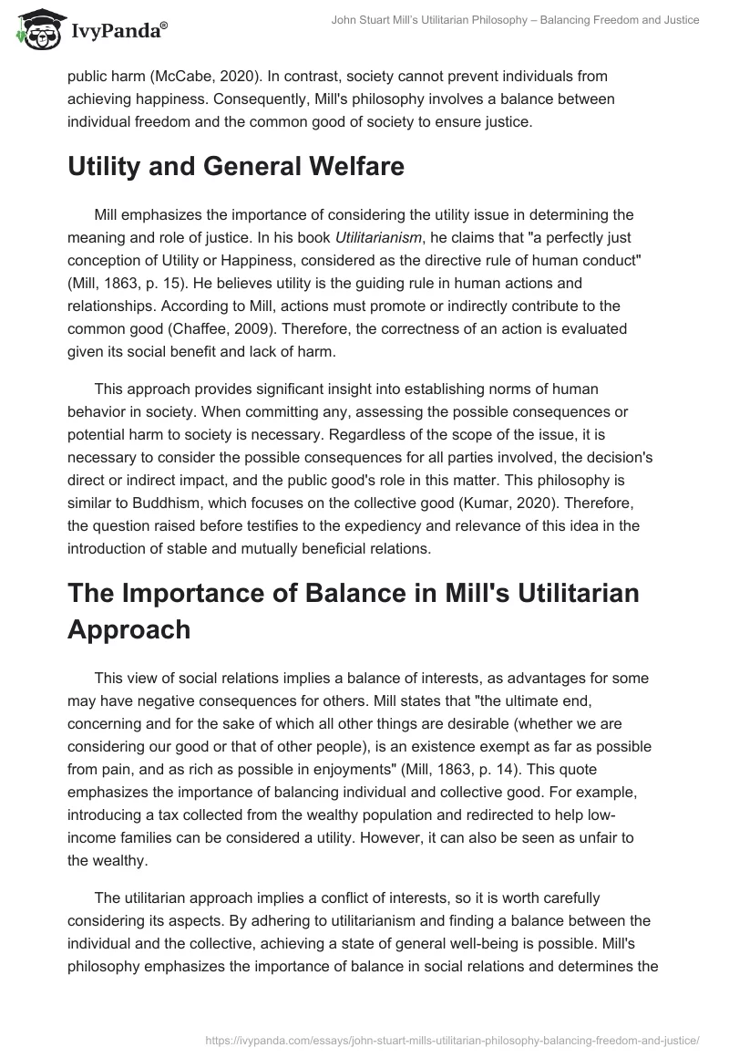 John Stuart Mill’s Utilitarian Philosophy – Balancing Freedom and Justice. Page 2