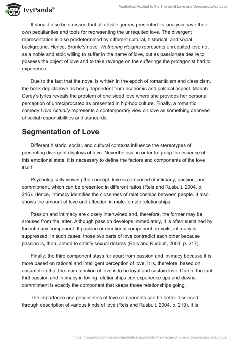 Aesthetics Applied to the Theme of Love and Unreciprocated Love. Page 2