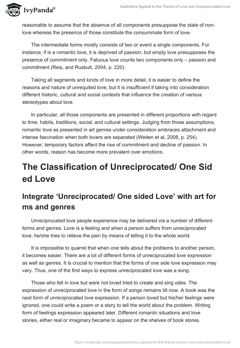 Aesthetics Applied to the Theme of Love and Unreciprocated Love. Page 3