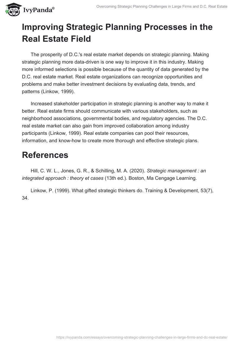 Overcoming Strategic Planning Challenges in Large Firms and D.C. Real Estate. Page 2