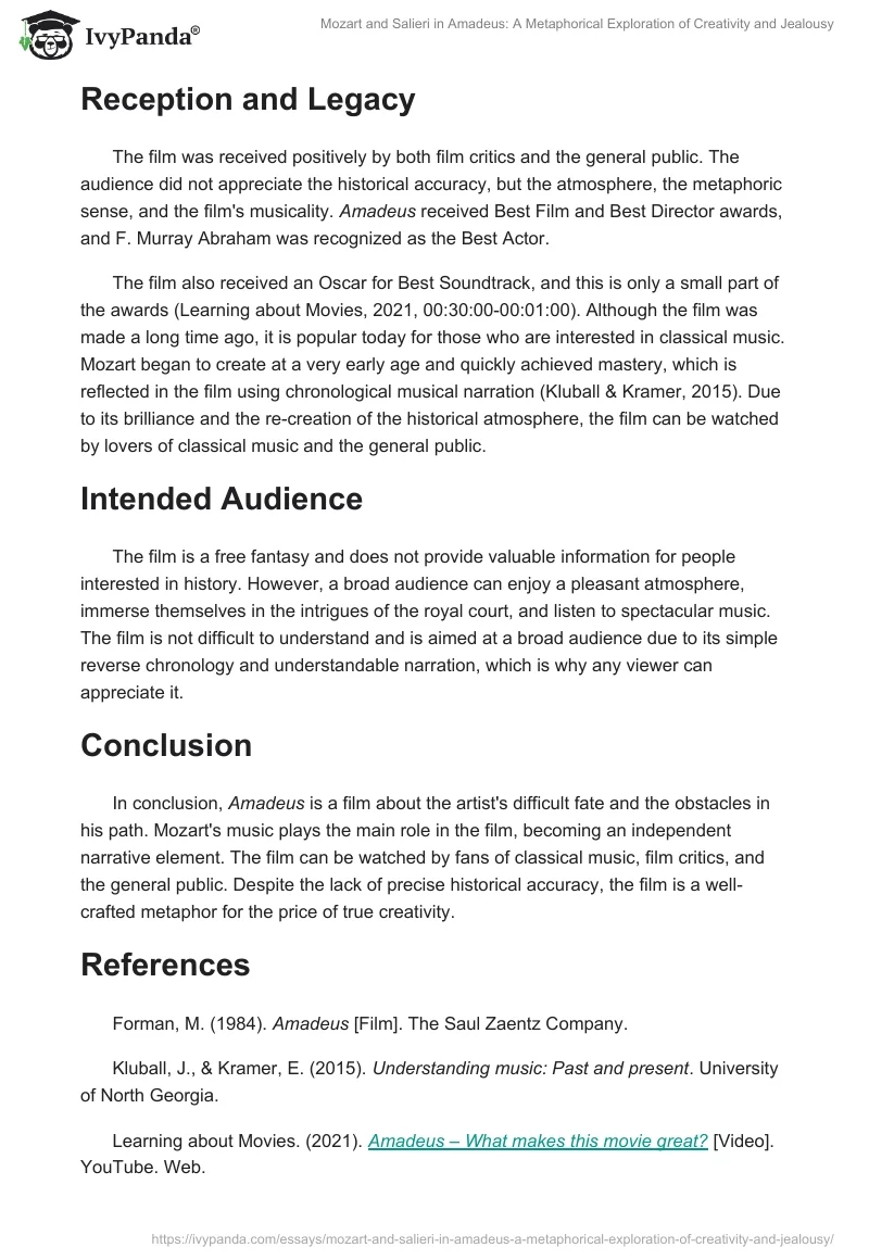 Mozart and Salieri in Amadeus: A Metaphorical Exploration of Creativity and Jealousy. Page 2