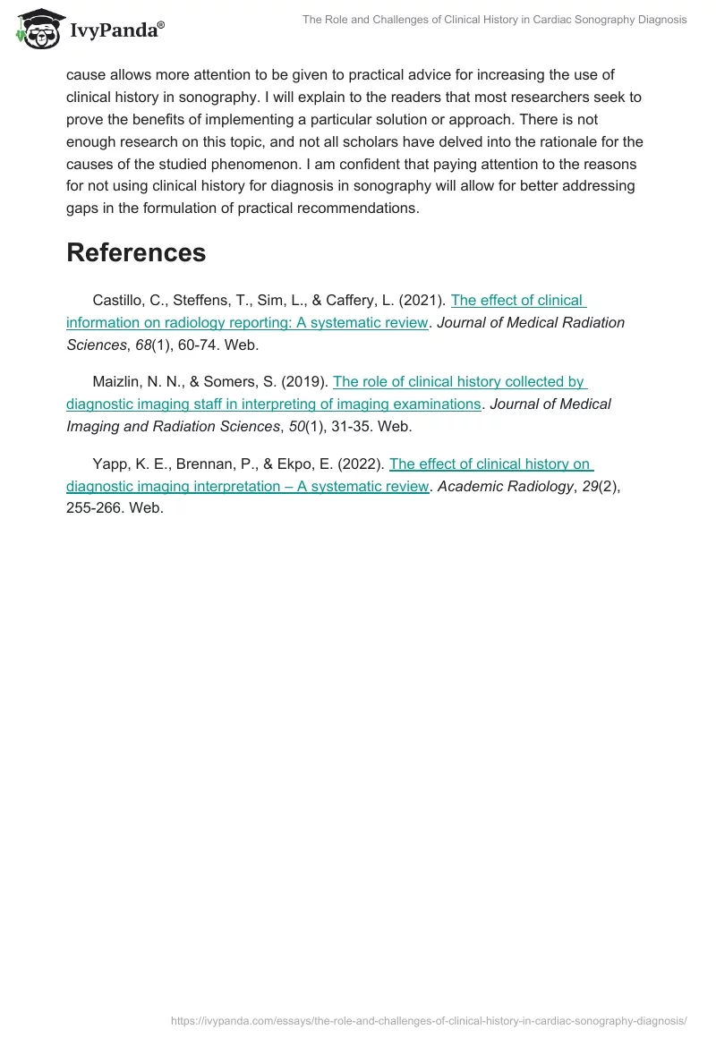 The Role and Challenges of Clinical History in Cardiac Sonography Diagnosis. Page 2