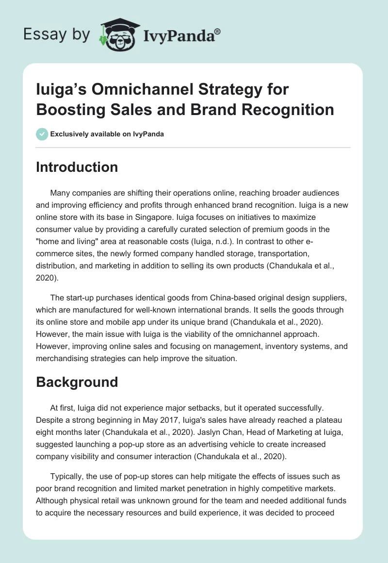 Iuiga’s Omnichannel Strategy for Boosting Sales and Brand Recognition. Page 1