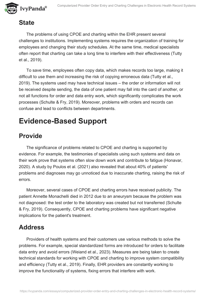 Computerized Provider Order Entry and Charting Challenges in Electronic Health Record Systems. Page 2