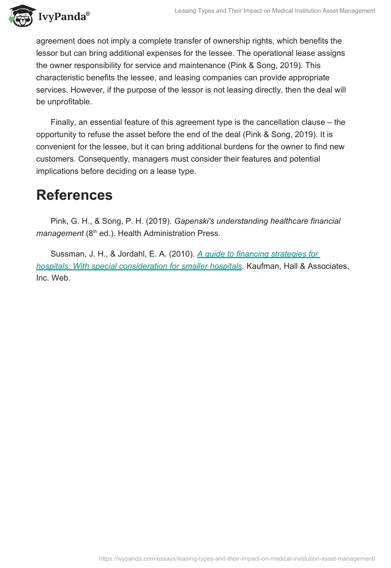 Leasing Types and Their Impact on Medical Institution Asset Management. Page 2