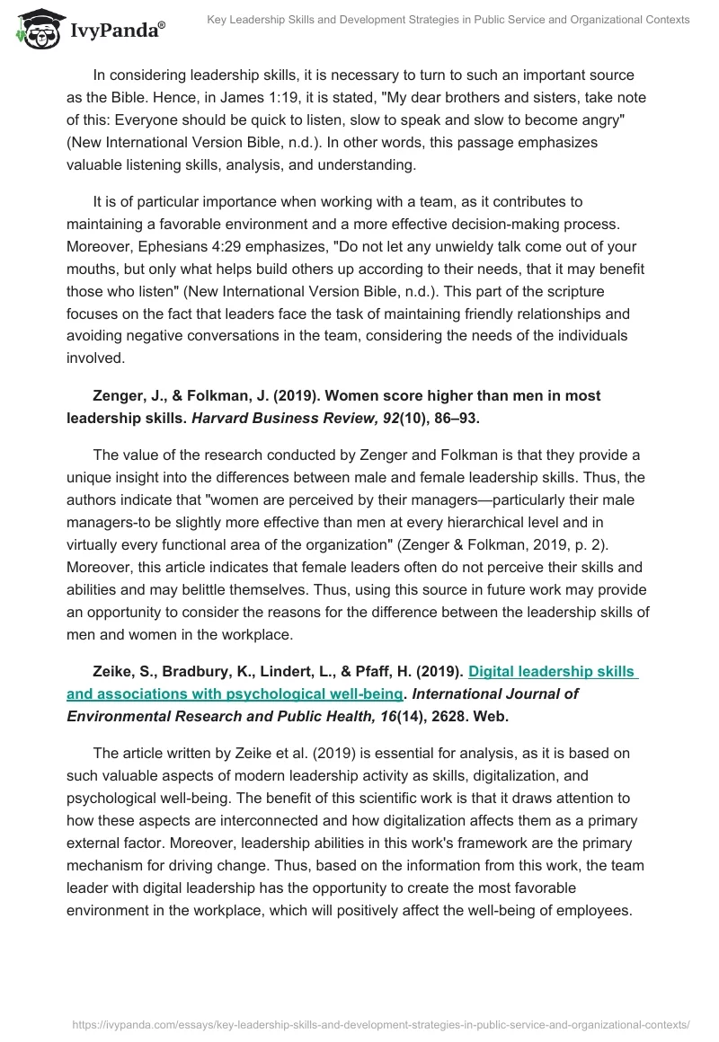 Key Leadership Skills and Development Strategies in Public Service and Organizational Contexts. Page 2