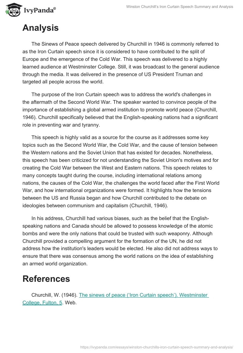 Winston Churchill’s Iron Curtain Speech Summary and Analysis. Page 2