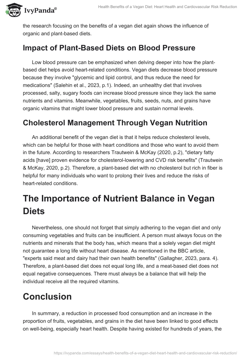 Health Benefits of a Vegan Diet: Heart Health and Cardiovascular Risk Reduction. Page 2