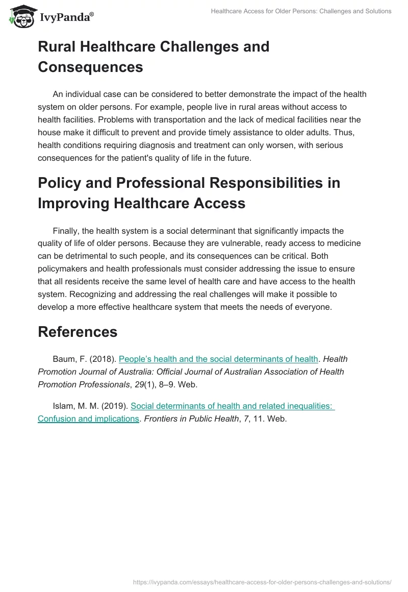 Healthcare Access for Older Persons: Challenges and Solutions. Page 2