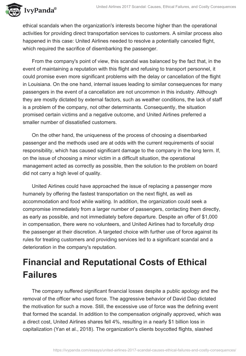 United Airlines 2017 Scandal: Causes, Ethical Failures, and Costly Consequences. Page 2