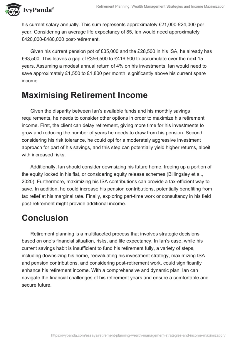 Retirement Planning: Wealth Management Strategies and Income Maximization. Page 2