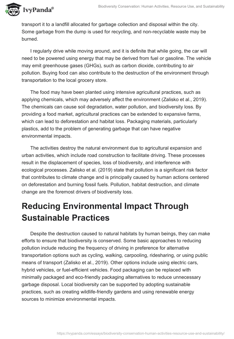 Biodiversity Conservation: Human Activities, Resource Use, and Sustainability. Page 2