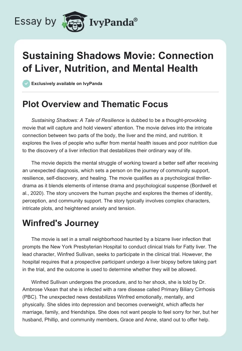 Sustaining Shadows Movie: Connection of Liver, Nutrition, and Mental Health. Page 1