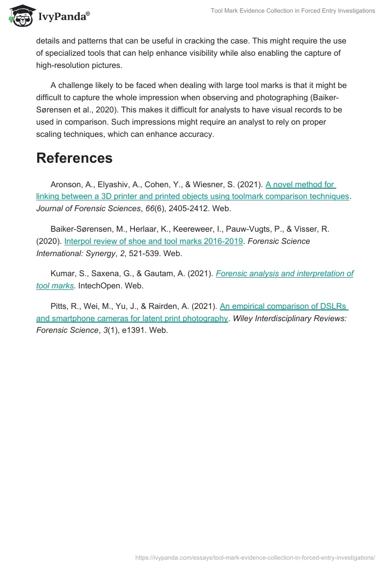 Tool Mark Evidence Collection in Forced Entry Investigations. Page 2
