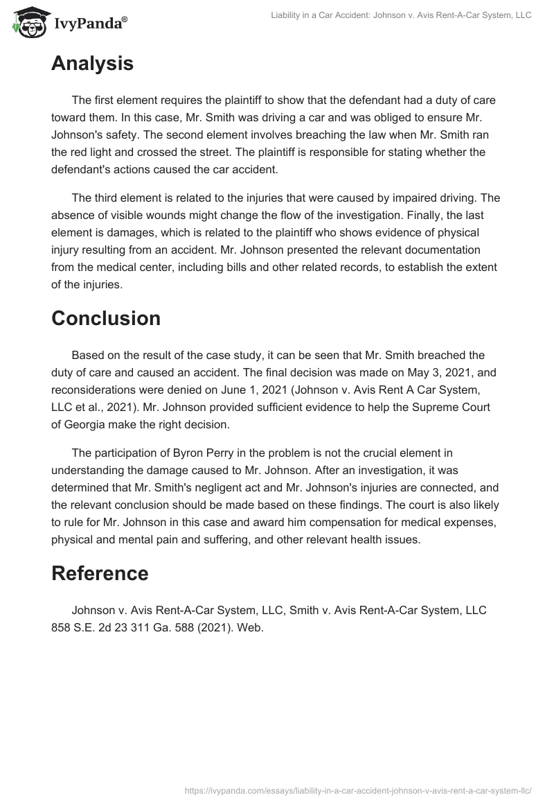 Liability in a Car Accident: Johnson v. Avis Rent-A-Car System, LLC. Page 2