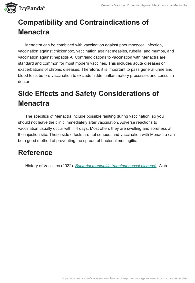 Menactra Vaccine: Protection Against Meningococcal Meningitis. Page 2