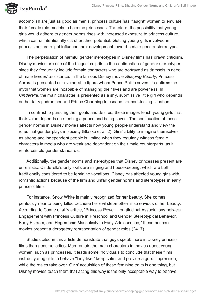 Disney Princess Films: Shaping Gender Norms and Children’s Self-Image. Page 2