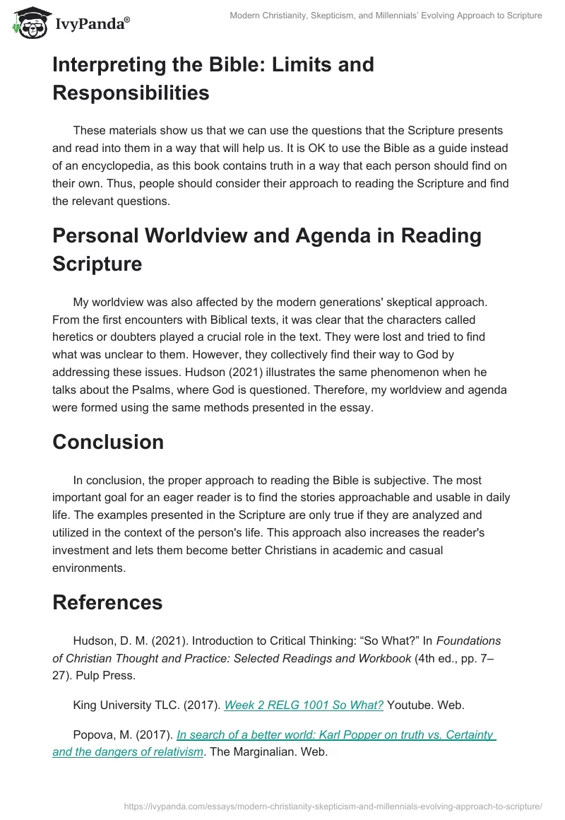 Modern Christianity, Skepticism, and Millennials’ Evolving Approach to Scripture. Page 2