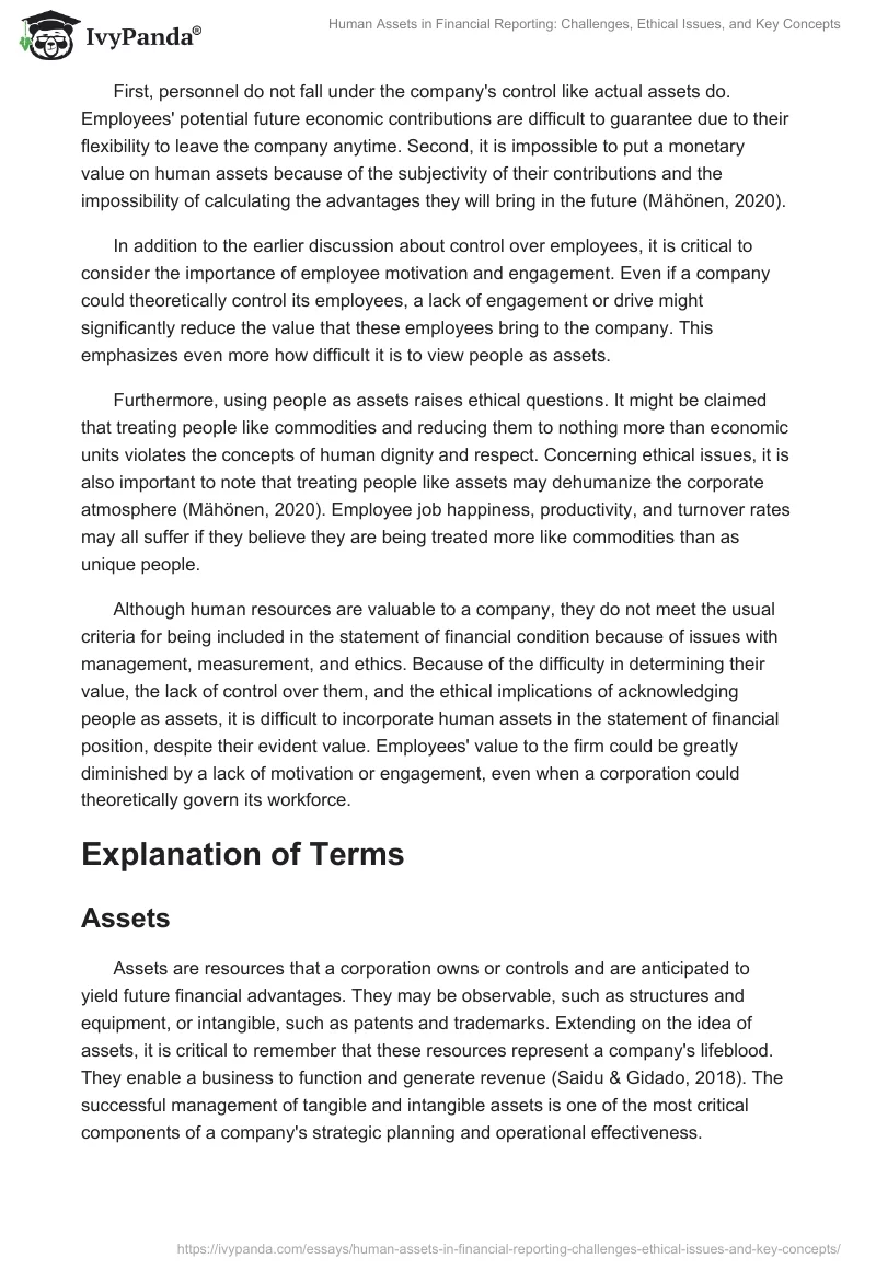 Human Assets in Financial Reporting: Challenges, Ethical Issues, and Key Concepts. Page 2