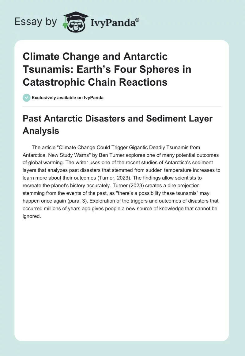 Climate Change and Antarctic Tsunamis: Earth’s Four Spheres in Catastrophic Chain Reactions. Page 1