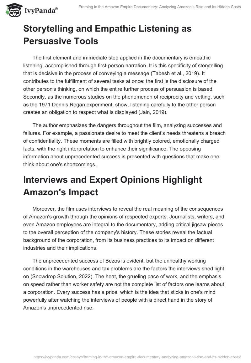 Framing in the Amazon Empire Documentary: Analyzing Amazon’s Rise and Its Hidden Costs. Page 2