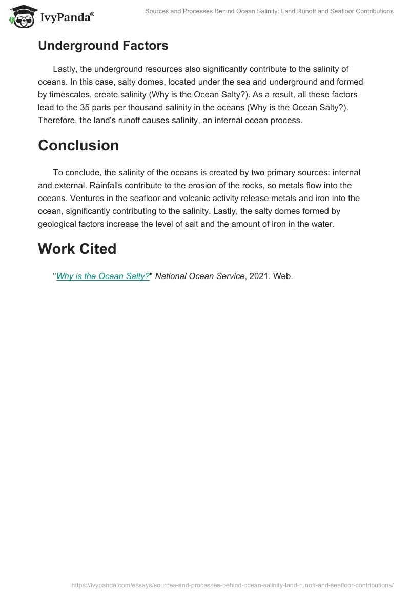 Sources and Processes Behind Ocean Salinity: Land Runoff and Seafloor Contributions. Page 2