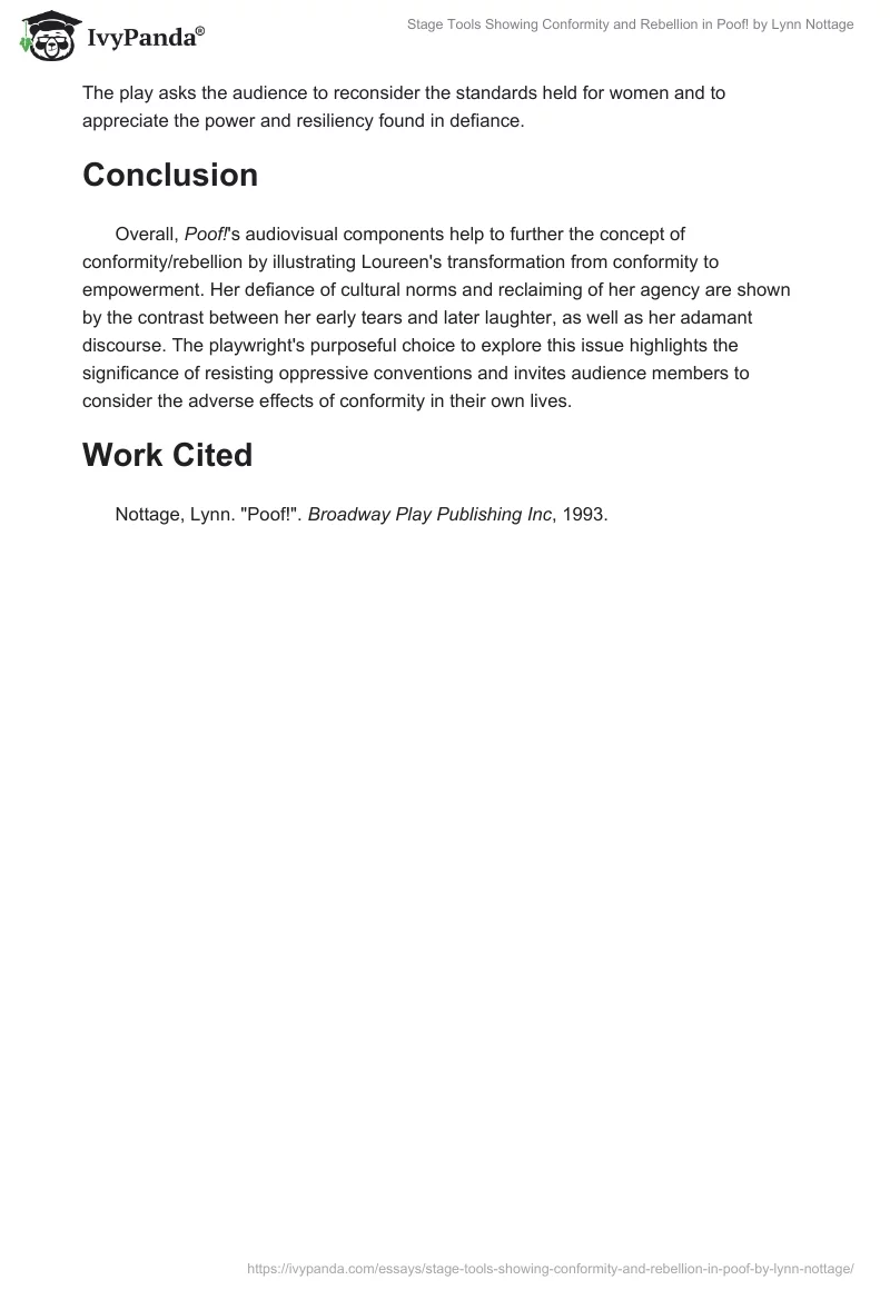 Stage Tools Showing Conformity and Rebellion in Poof! by Lynn Nottage. Page 2