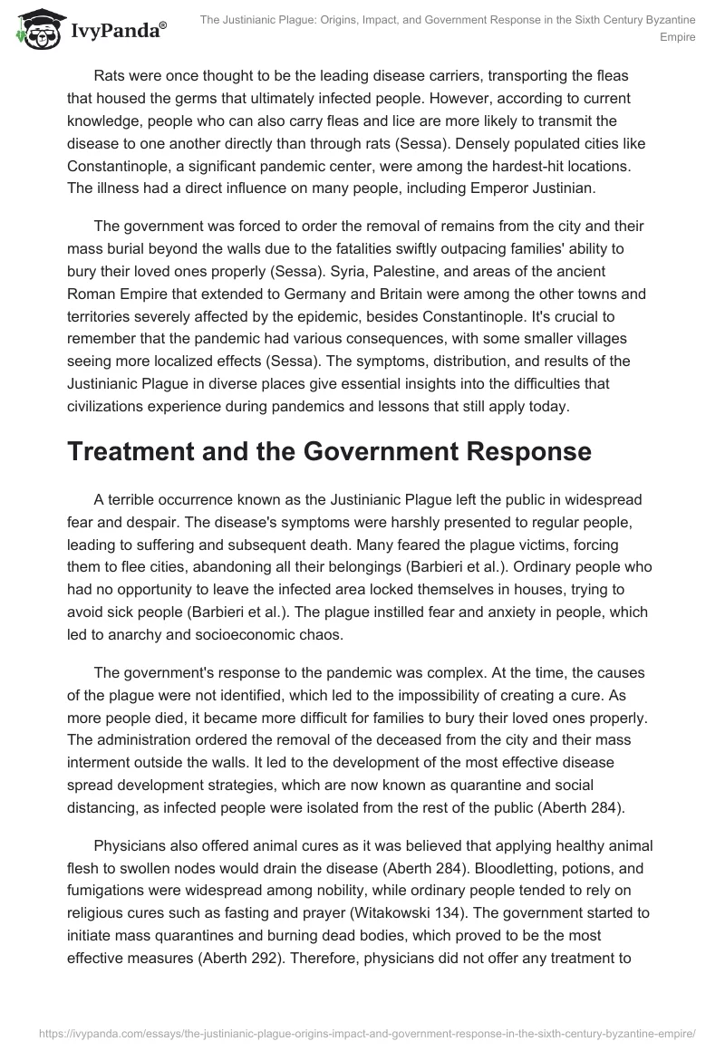 The Justinianic Plague: Origins, Impact, and Government Response in the Sixth Century Byzantine Empire. Page 2