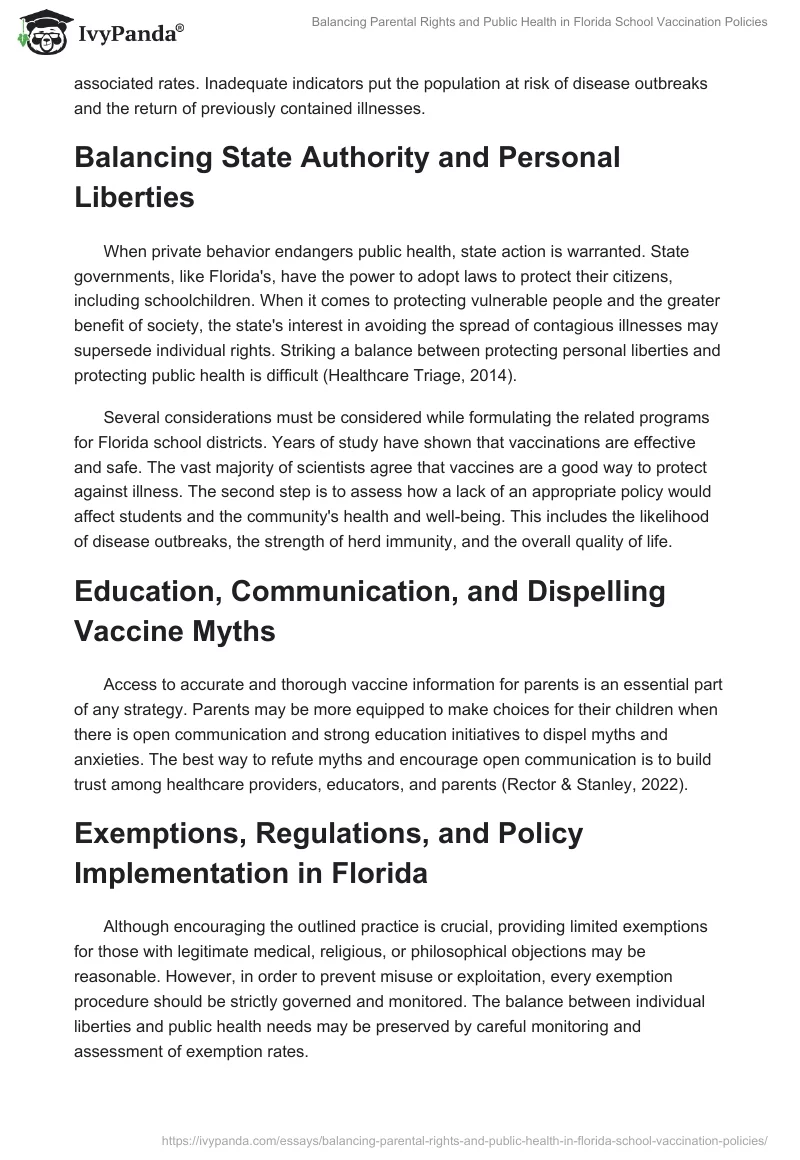 Balancing Parental Rights and Public Health in Florida School Vaccination Policies. Page 2