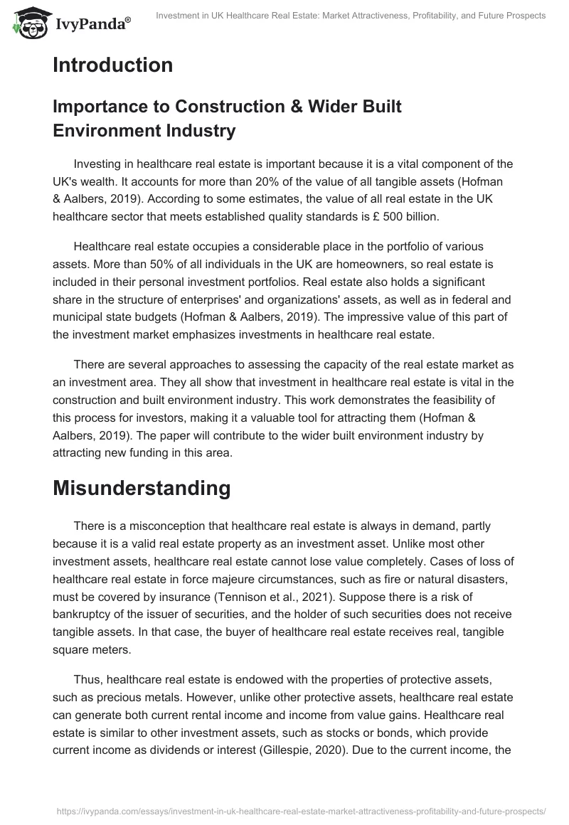 Investment in UK Healthcare Real Estate: Market Attractiveness, Profitability, and Future Prospects. Page 2