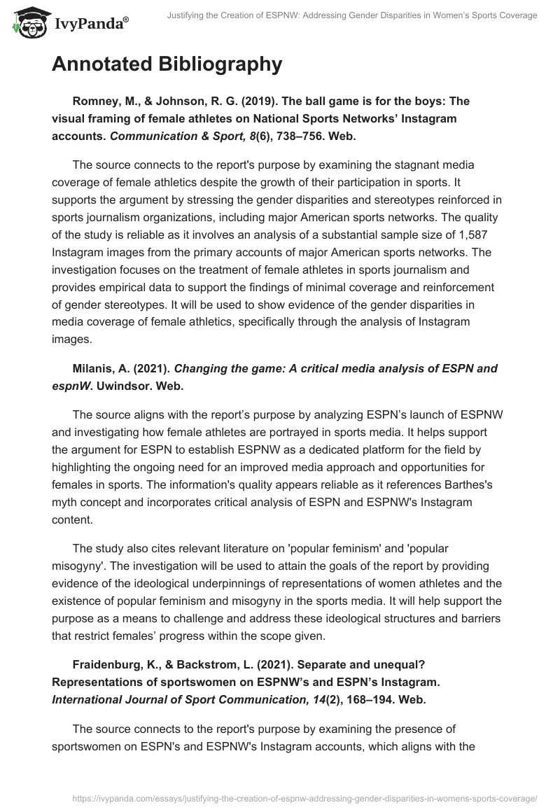 Justifying the Creation of ESPNW: Addressing Gender Disparities in Women’s Sports Coverage. Page 2