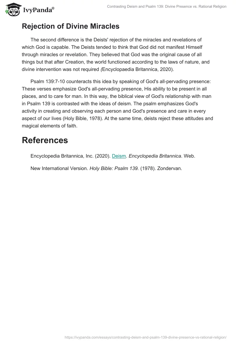 Contrasting Deism and Psalm 139: Divine Presence vs. Rational Religion. Page 2