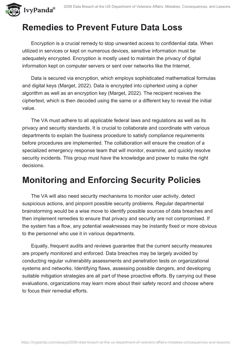 2006 Data Breach at the US Department of Veterans Affairs: Mistakes, Consequences, and Lessons. Page 2