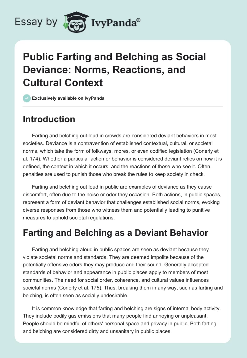 Public Farting and Belching as Social Deviance: Norms, Reactions, and Cultural Context. Page 1