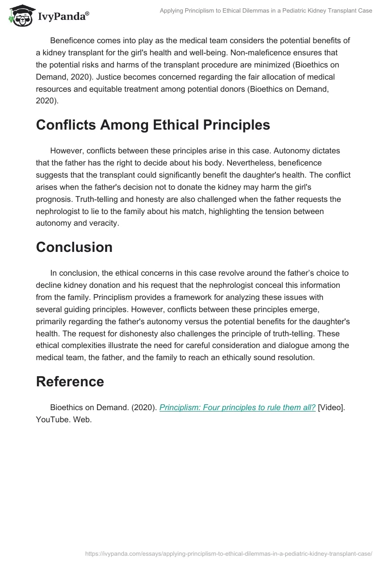 Applying Principlism to Ethical Dilemmas in a Pediatric Kidney Transplant Case. Page 2