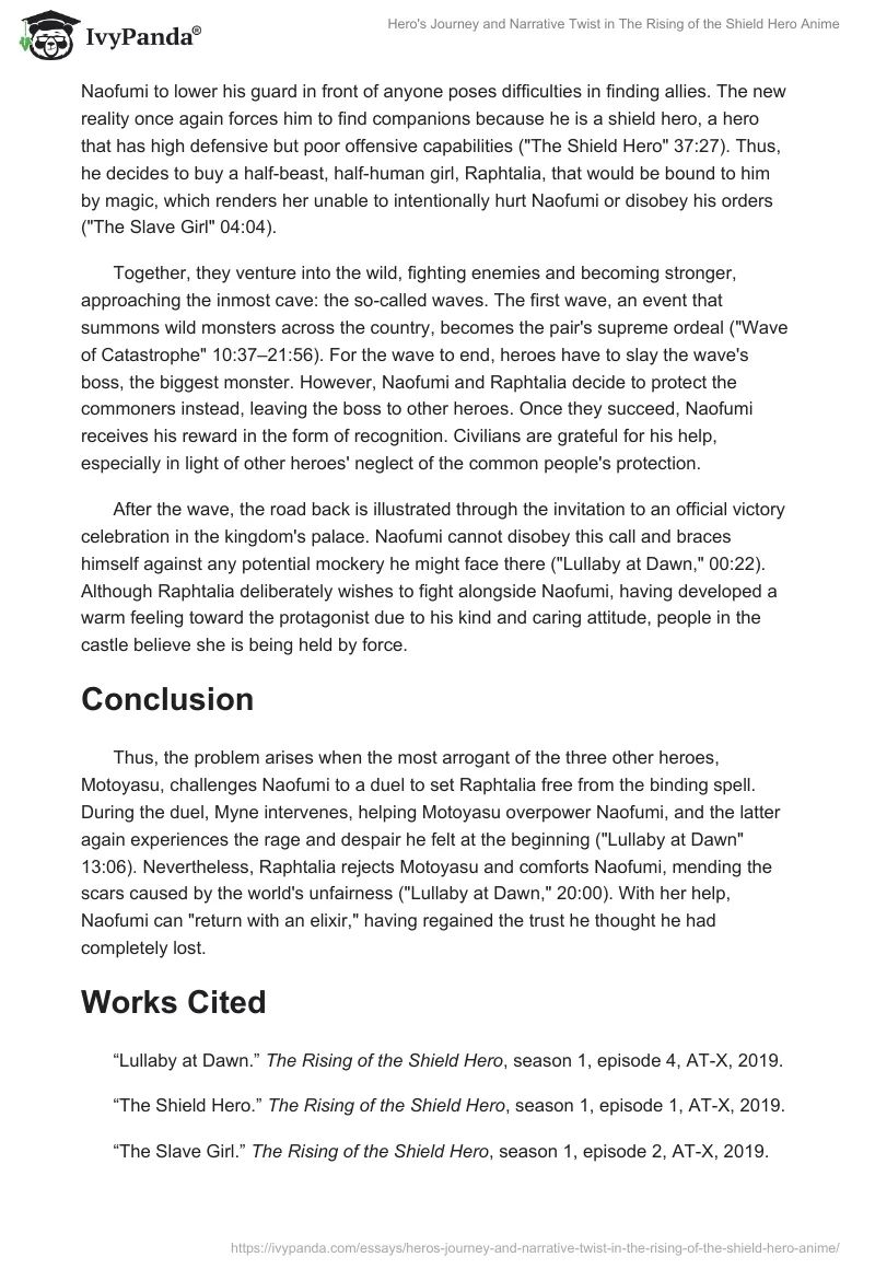Hero's Journey and Narrative Twist in The Rising of the Shield Hero Anime. Page 2